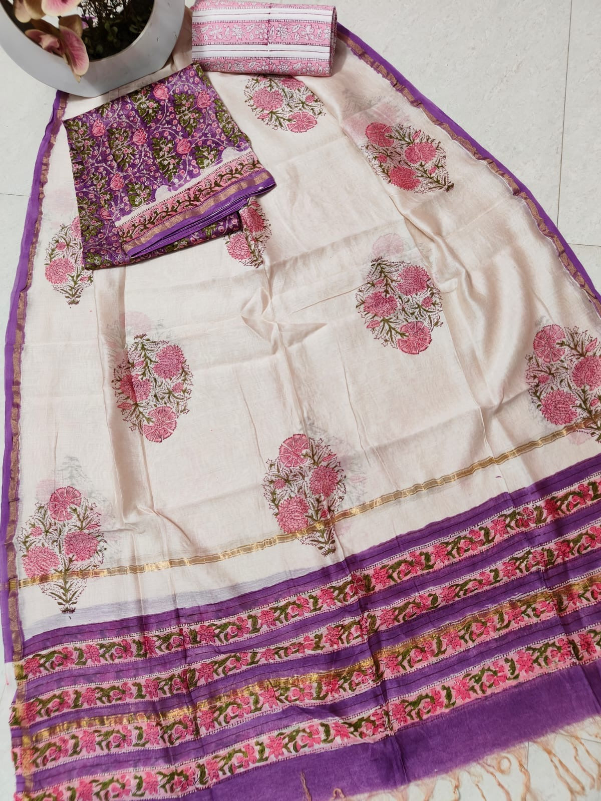 Chanderi - Suit Set floral