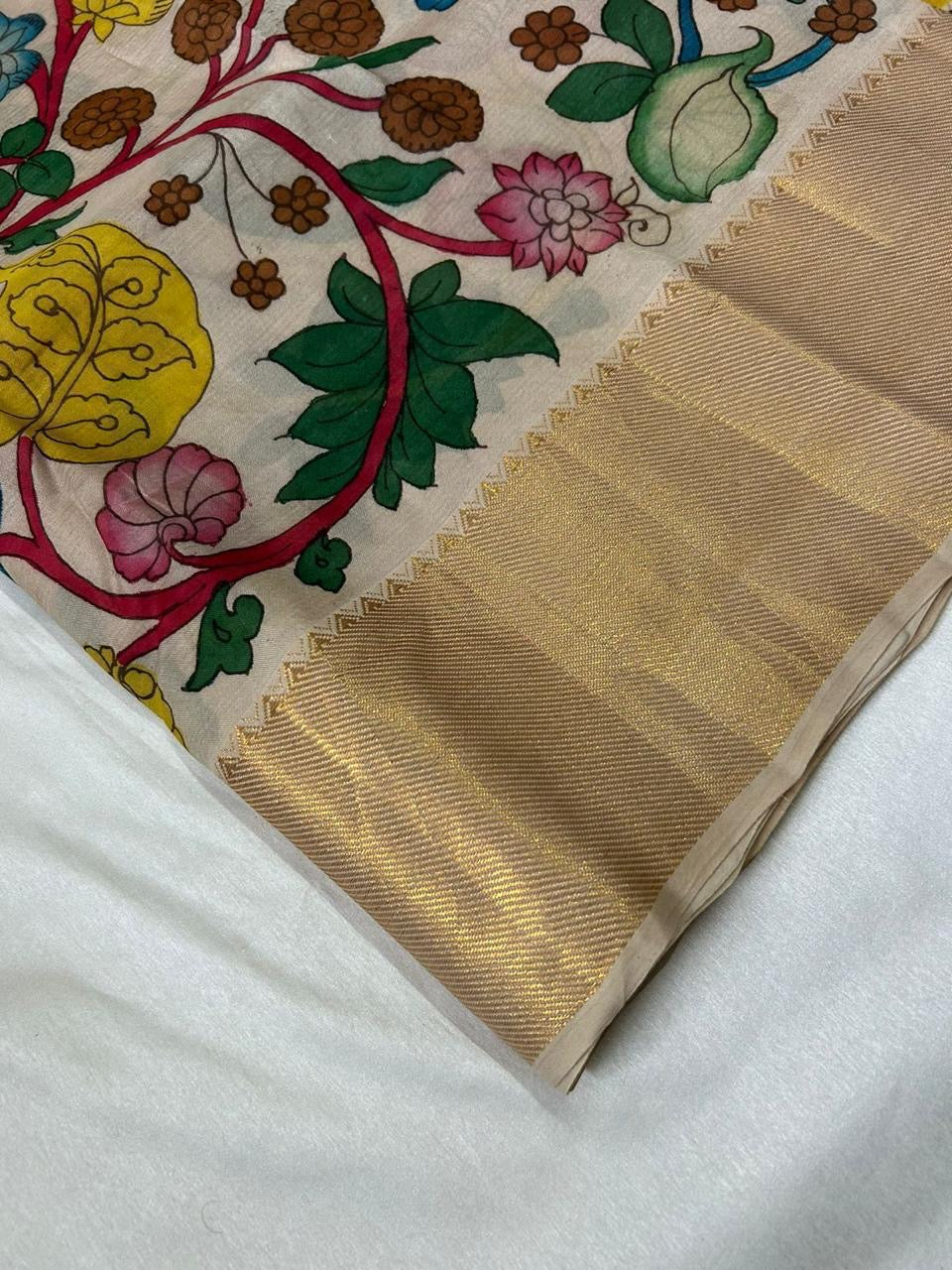 Pen Kalamkari Silk Saree