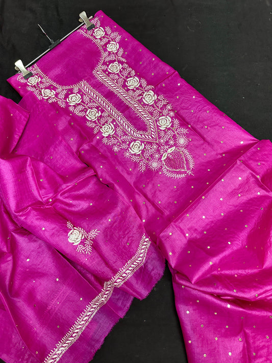 Tussar Silk with Mukaish Work embroidery