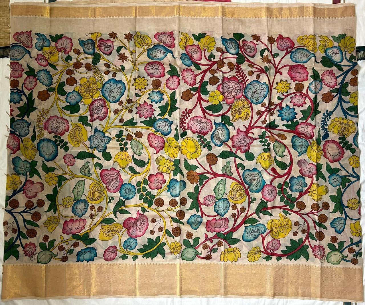 Pen Kalamkari Silk Saree