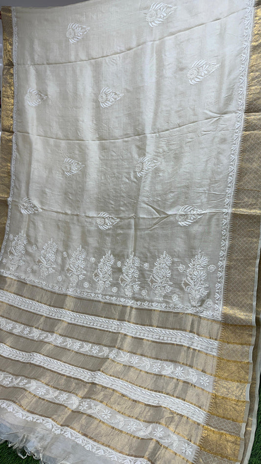 Pure Tussar Chikankari Saree