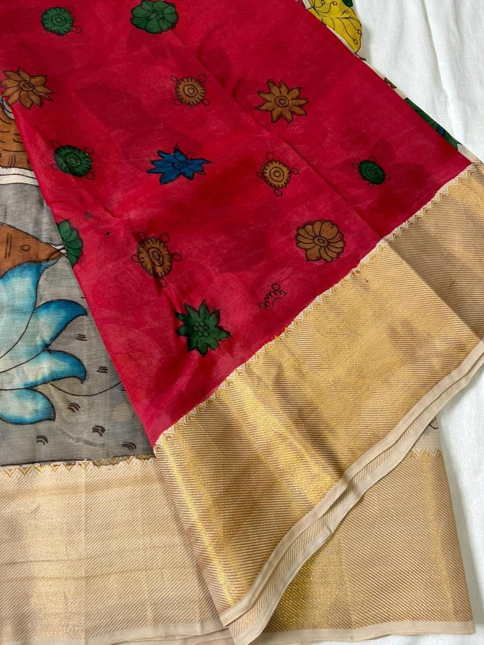 Pen Kalamkari Silk Saree