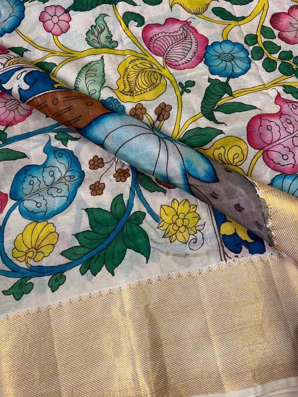 Pen Kalamkari Silk Saree