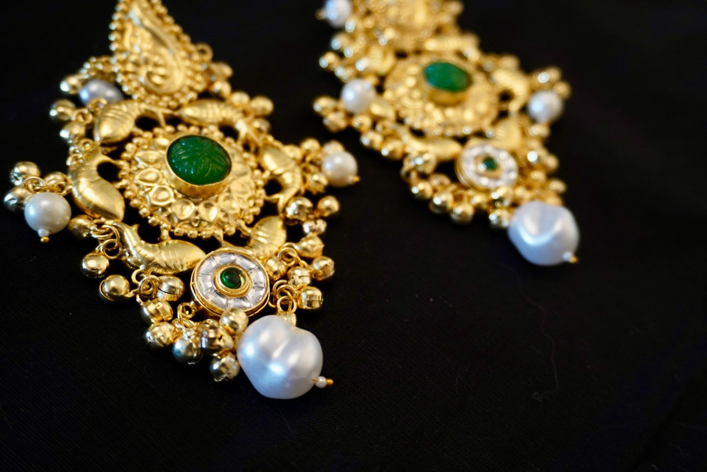 Long Green Stone Jhumkas