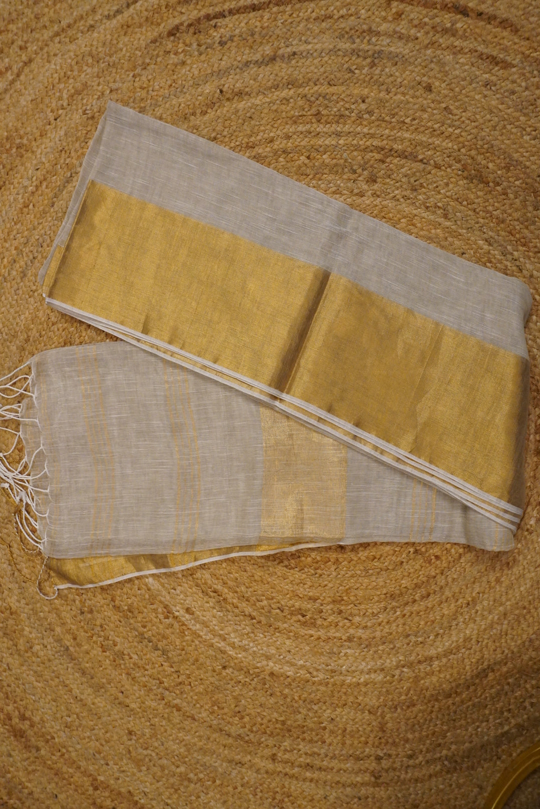 Linen - Golden Zari Saree