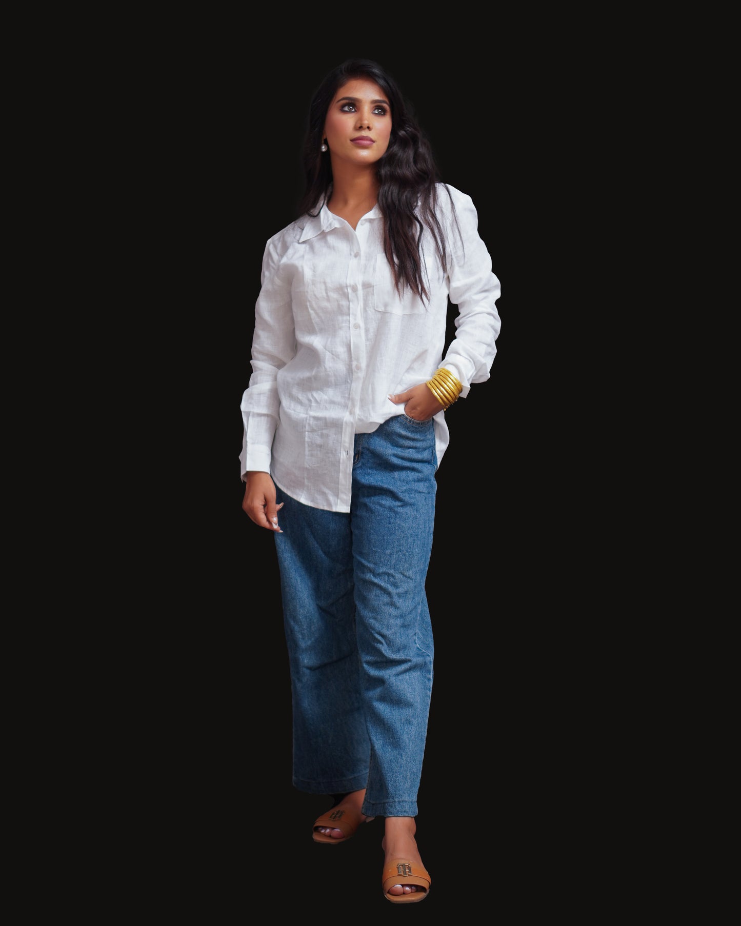 Comfort: Fine 60 Lea White Linen Women's Shirt