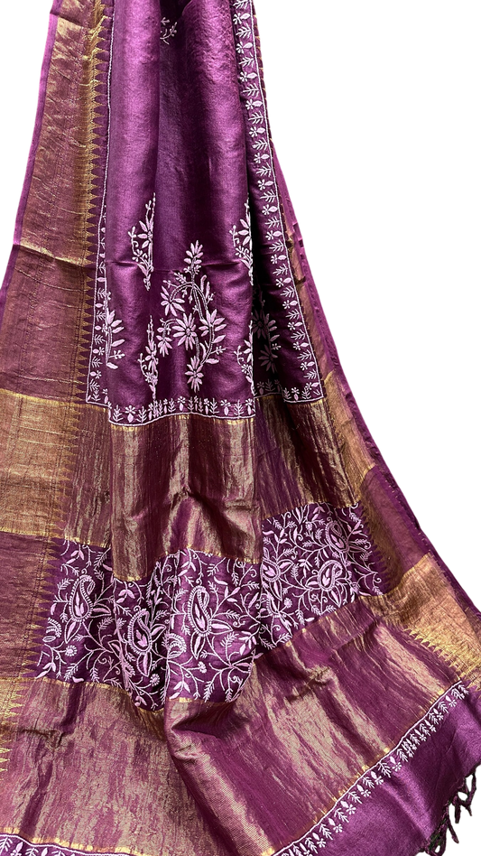 Tussar Silk Chikankari Saree