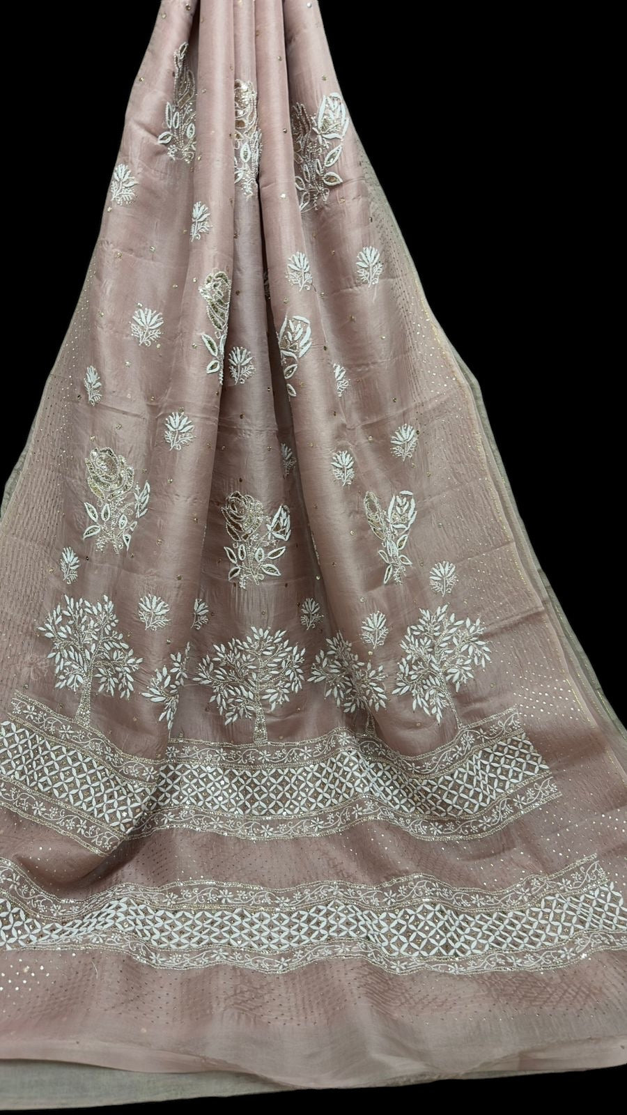 Pure Organza Chikankari Saree