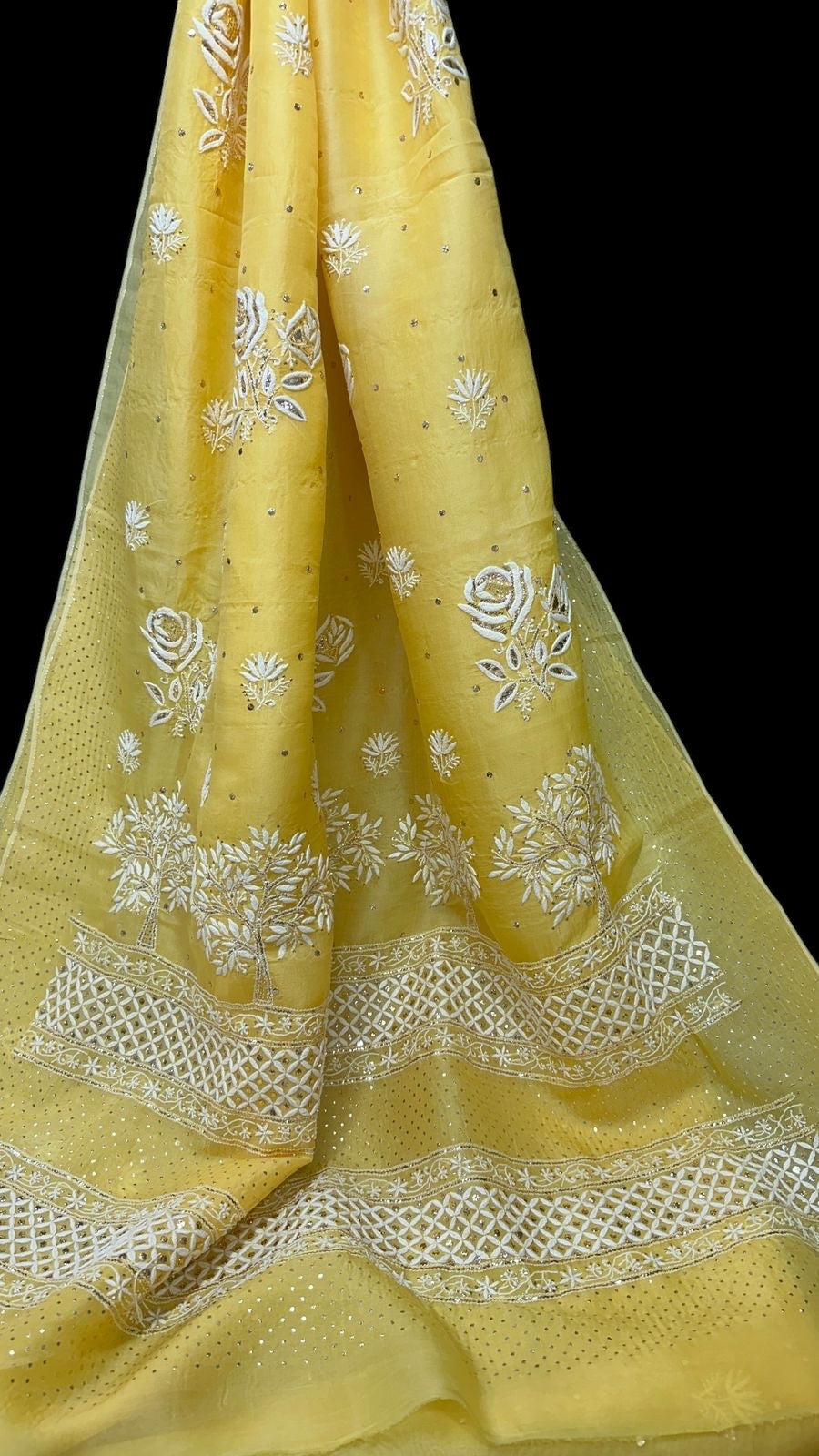 Pure Organza Chikankari Saree