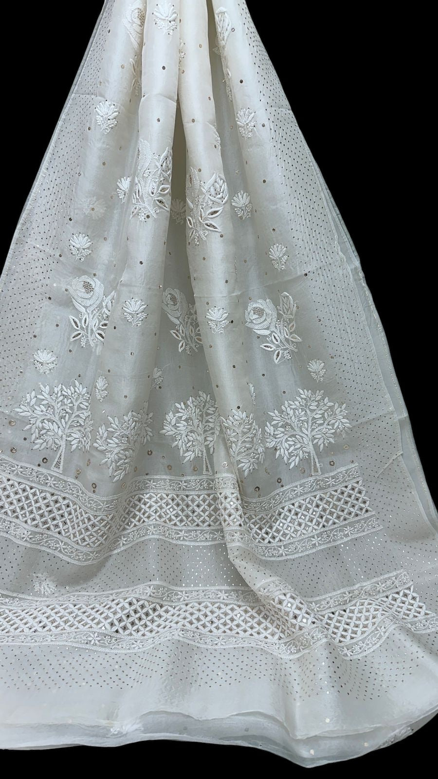 Pure Organza Chikankari Saree