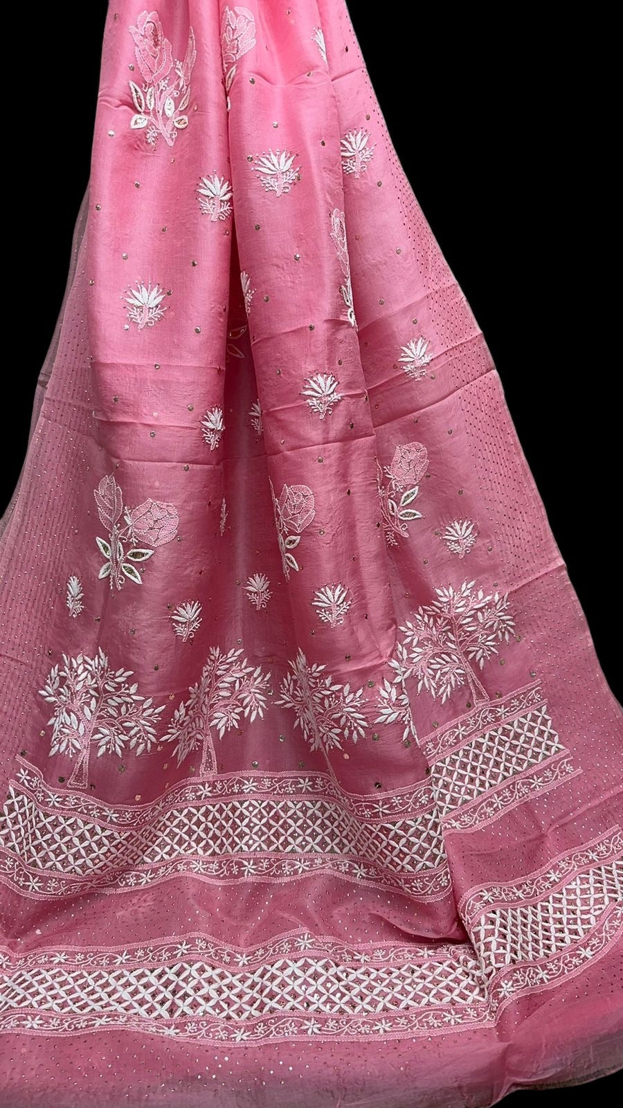 Pure Organza Chikankari Saree