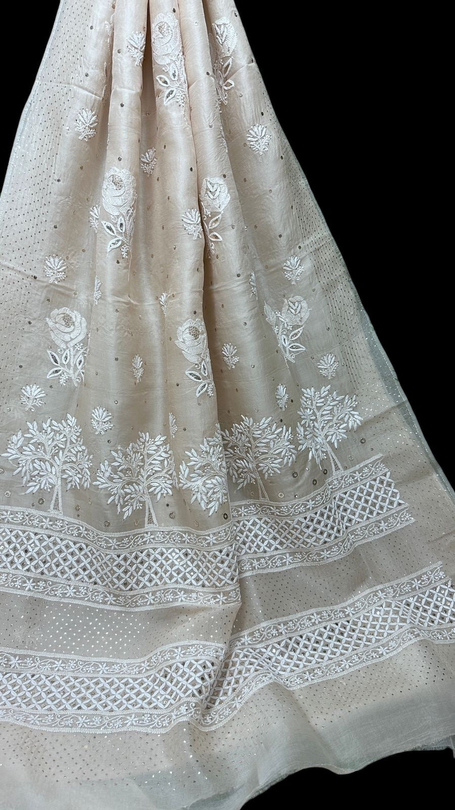 Pure Organza Chikankari Saree