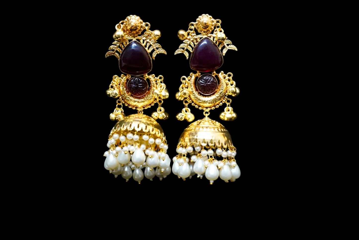 Red Stone Jhumkas