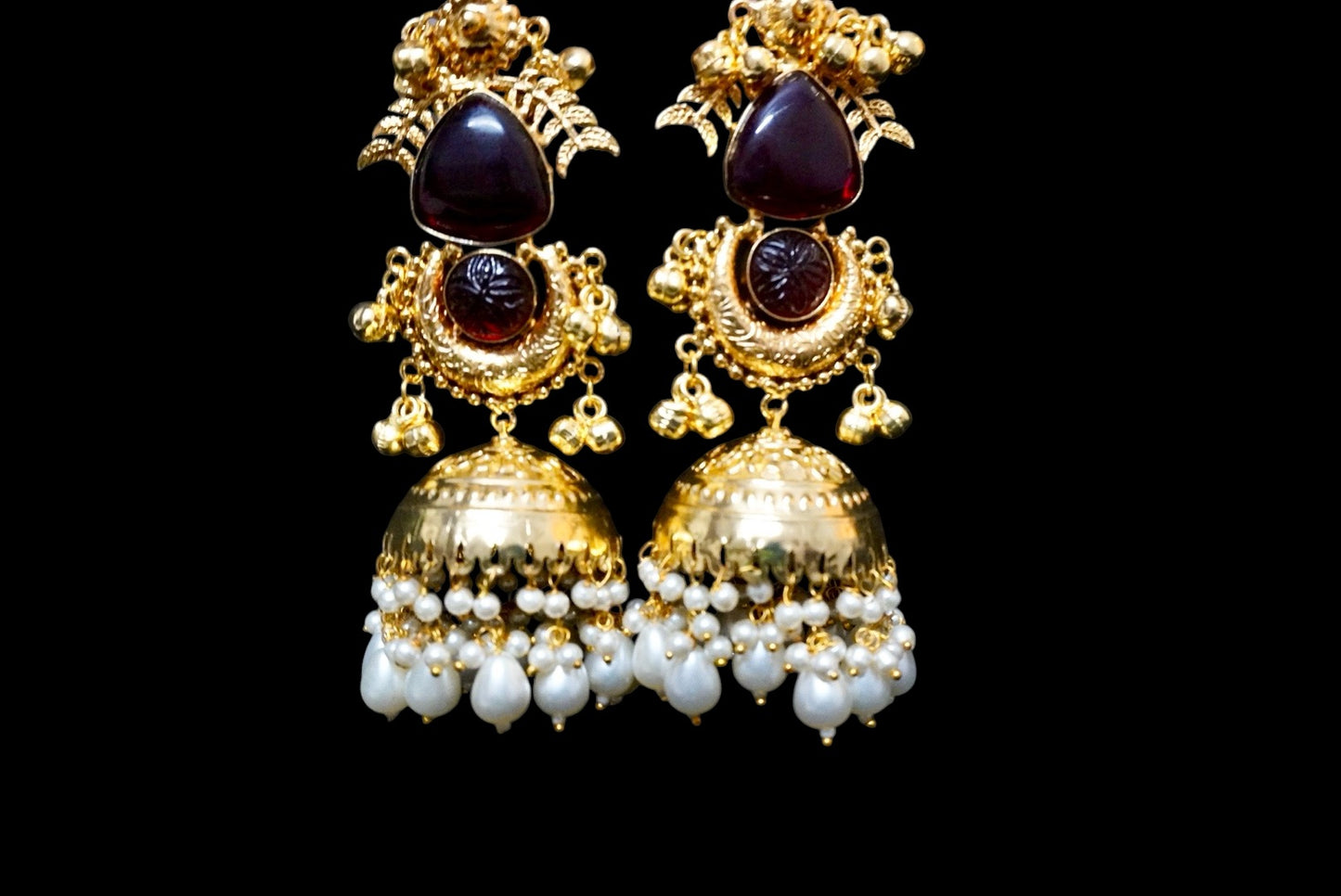 Red Stone Jhumkas