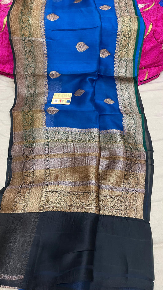 Banarasi Kora Organza Saree Royal Blue