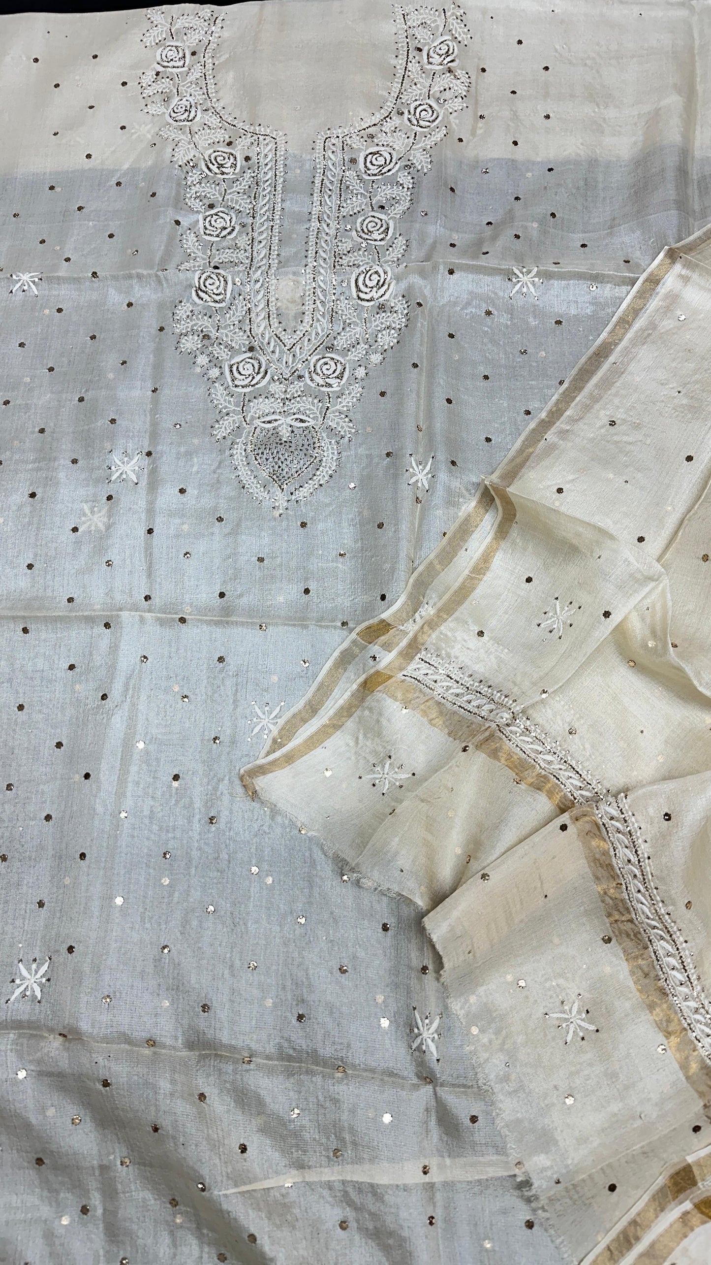 Tussar Silk with Mukaish Work embroidery